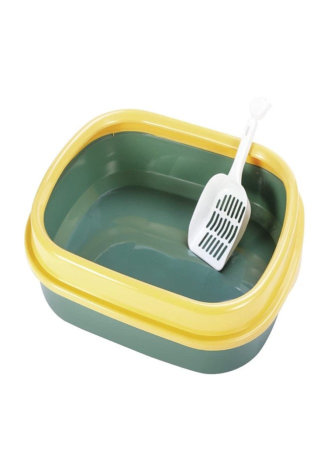 Pups&Pets Cat Litter Tray with Rim/Semi Closed Style of Cat Litter Basin (Green) - Image 1